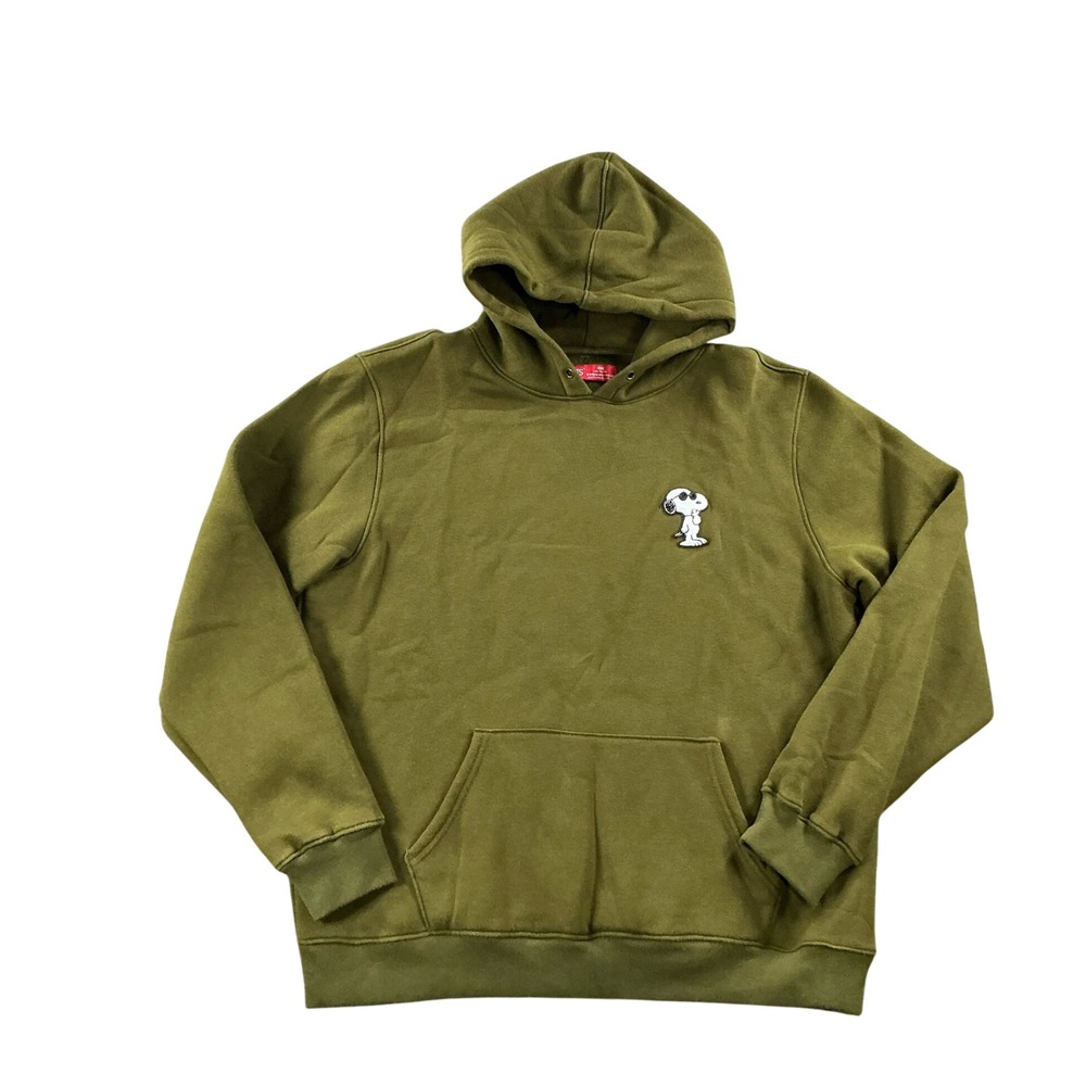 Peanuts Joe Cool Snoopy Hoodie Olive Green Mens XXL Pullover Sweatshirt